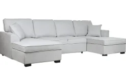 Sofá Cama Chaiselongue en Poliéster Gris con Estructura de Madera MB-211718