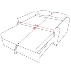 Sofá Cama Clic Clac de 2 Plazas Tapizado en Tela Gris CIRO