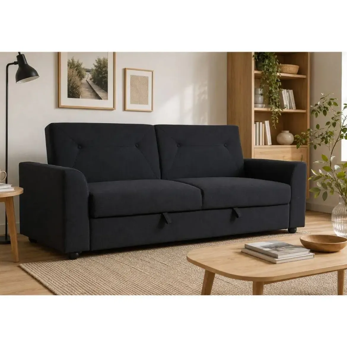 Sofá Cama Convertible Tapizado en Poliéster Azul MB-228439