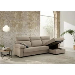 Sofá Cama Italiano con Chaise Longue y Arcón IRATI