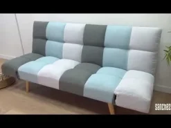 Sofá Cama 3 Plazas Clic-Clac con Diseño a Cuadros HAWAI