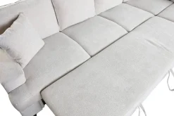 Sofá Cama Rinconera 285 cm en Poliéster Beige con Puff y Arcón MB-219482