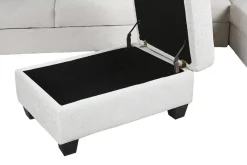 Sofá Cama Rinconera 285 cm en Poliéster Beige con Puff y Arcón MB-219482
