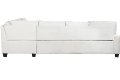 Sofá Cama Rinconera 285 cm en Poliéster Beige con Puff y Arcón MB-219482