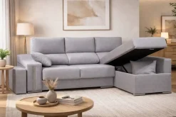 Sofá Chaise Longue con Arcón Derecha y 2 Puff SALOMON