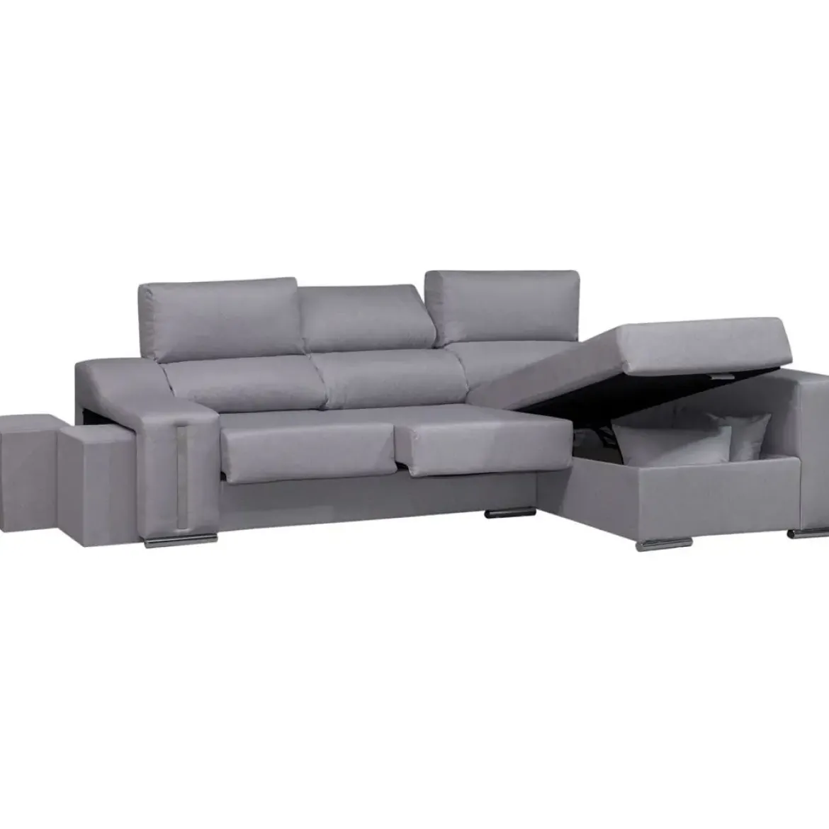 Sofá Chaise Longue con Arcón Derecha y 2 Puff SALOMON