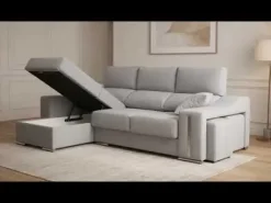 Sofá Chaise Longue con Arcón Izquierda y 2 Puff SALOMON