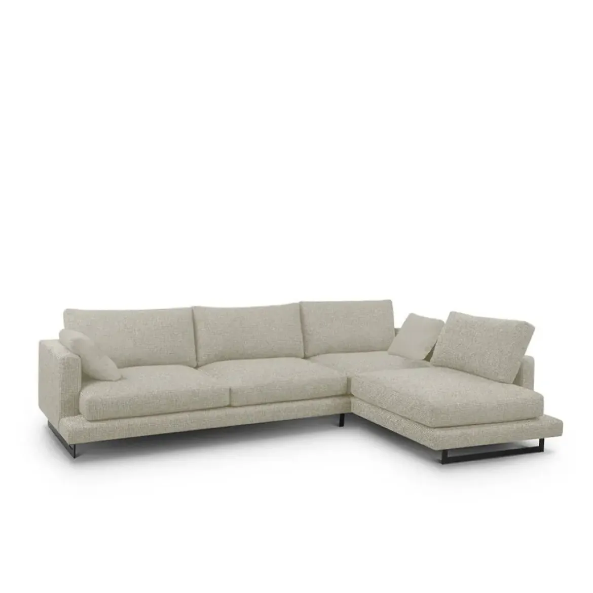 Sofá Chaise Longue de Patas Altas Tapizado en Tela Derecha QUEEN