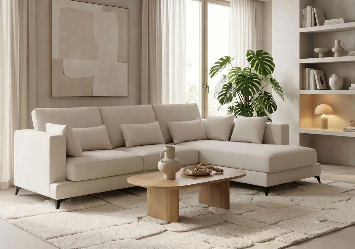 Sofá Chaise Longue Derecha Tapizado en Tela VELLA