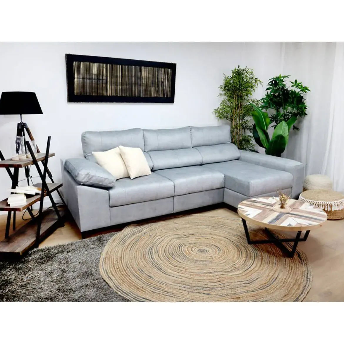 Sofá Chaise Longue Derecha Tapizado en Tela RAGA
