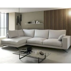 Sofá Chaise Longue Izquierda Tapizado color Blanco Roto MERCURY