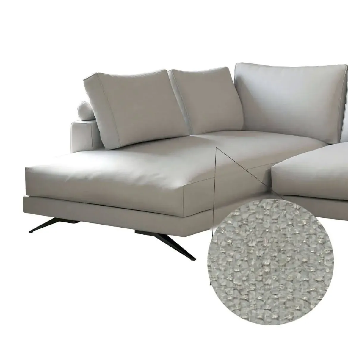 Sofá Chaise Longue Izquierda Tapizado color Blanco Roto MERCURY