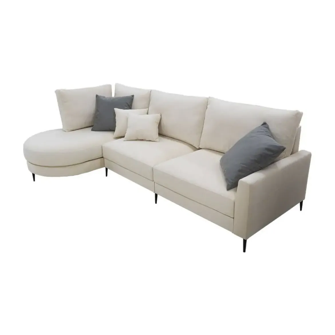 Sofá Chaise Longue Izquierda Tapizada en Tela NAPOLI