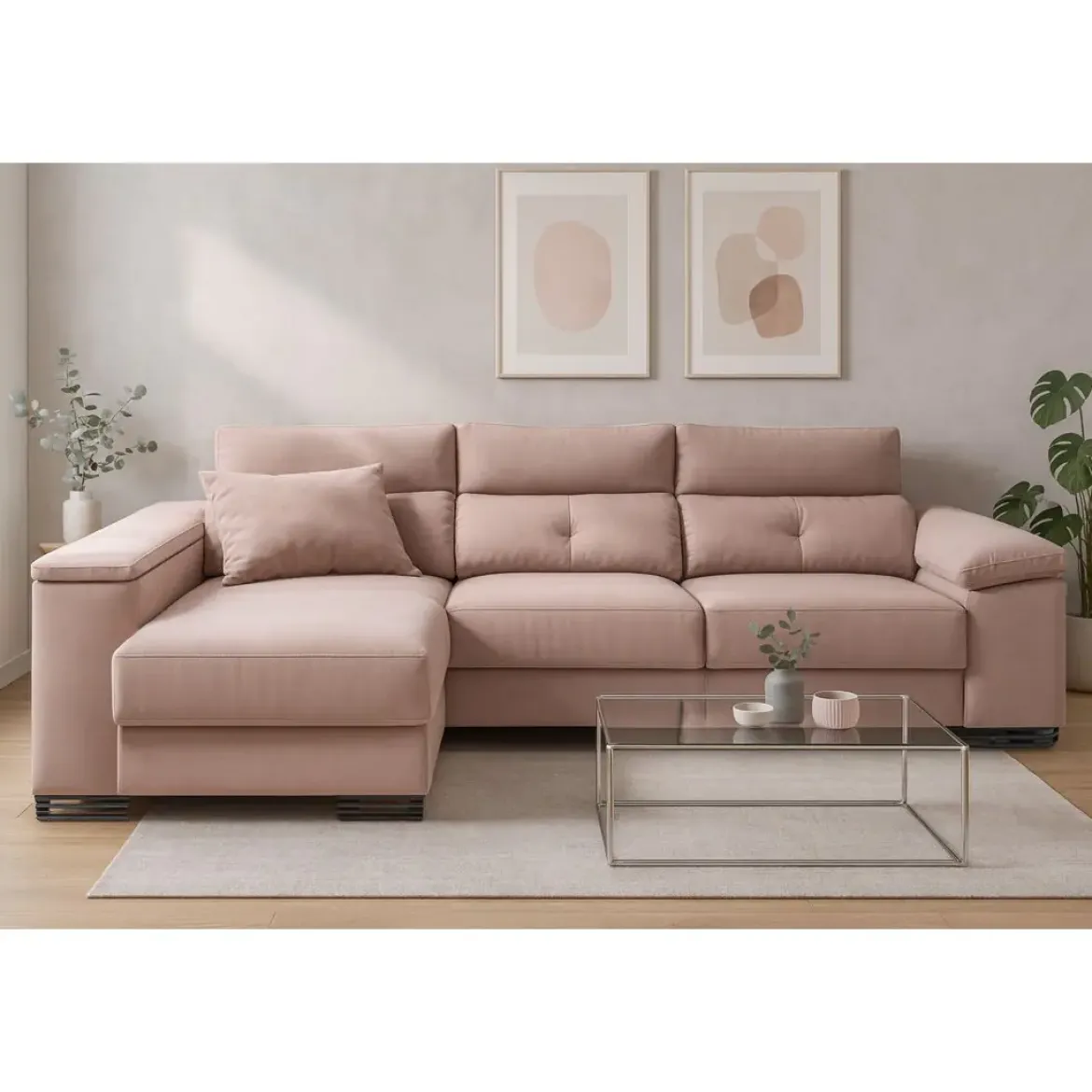 Sofá Chaise Longue 3 plazas con Arcón Izquierda MARIA
