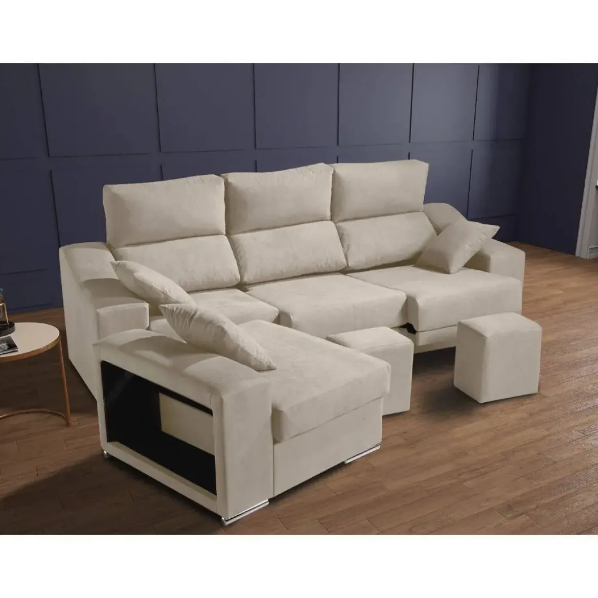 Sofá Chaise Longue Reversible 4 Plazas con Asientos Deslizantes ASIA