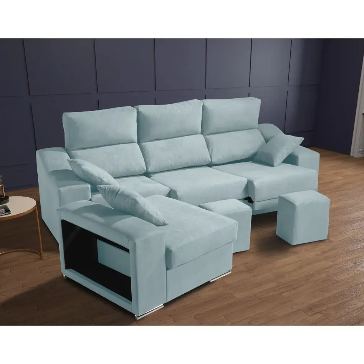 Sofá Chaise Longue Reversible 4 Plazas con Asientos Deslizantes ASIA