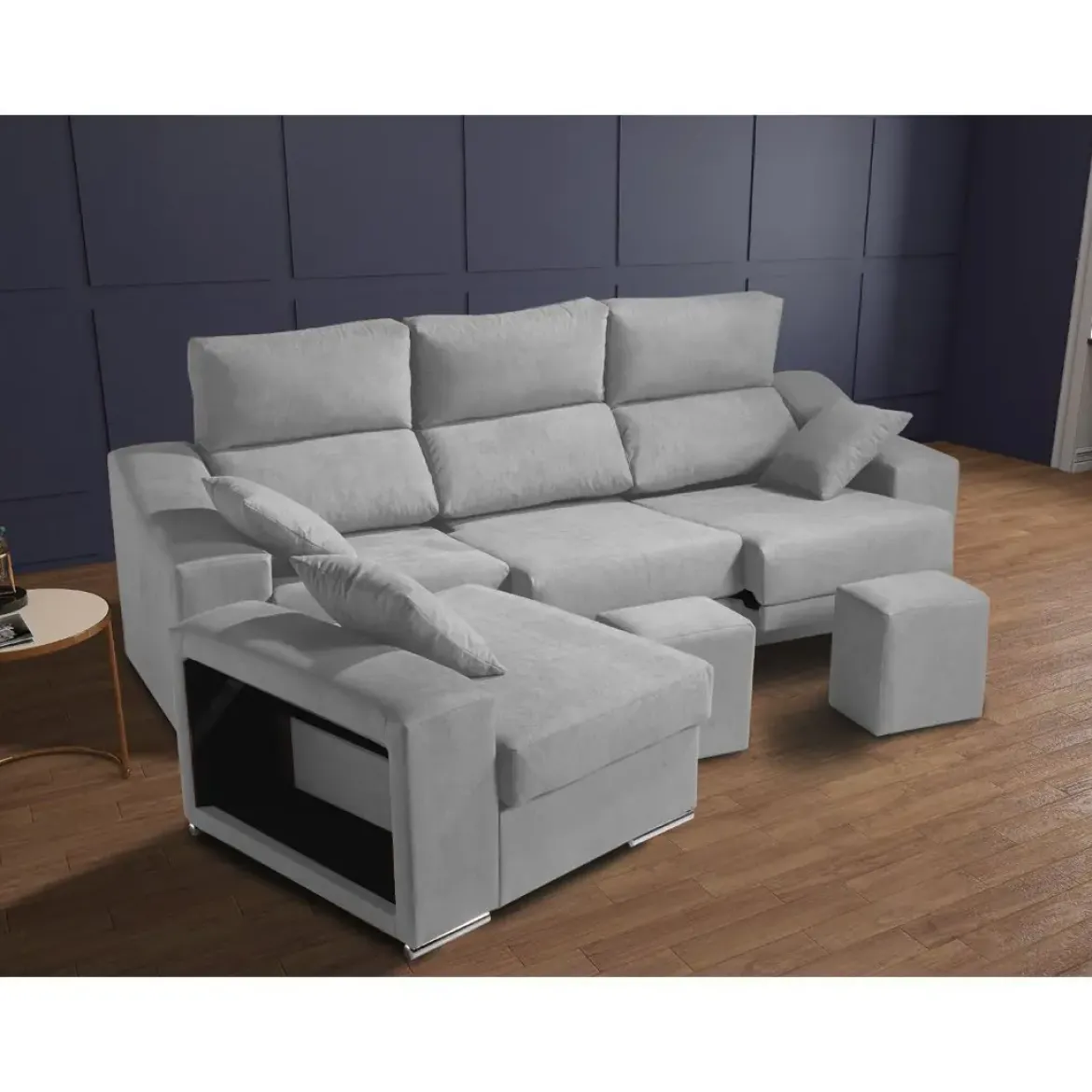 Sofá Chaise Longue Reversible 4 Plazas con Asientos Deslizantes ASIA