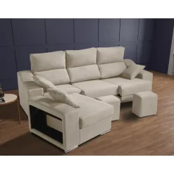 Sofá Chaise Longue Reversible 4 Plazas con Asientos Deslizantes ASIA