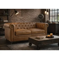 Sofá Chester de Piel Clásico 3 Plazas MB-223603