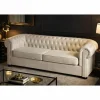 Sofá Chester 3 plazas de Terciopelo Capitoné Color Beige 29-23