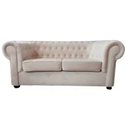 Sofá Chester 3 plazas de Terciopelo Capitoné Color Beige 29-23