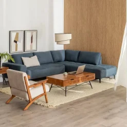 Sofá con Chaise Longue Derecha 3 Plazas Tapizado en Tela