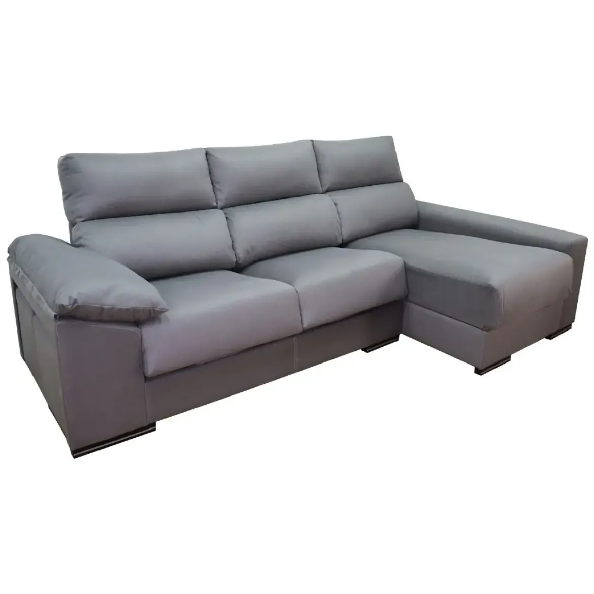 Sofá con Chaise Longue derecha con arcón y 2 puff modelo ARIEL