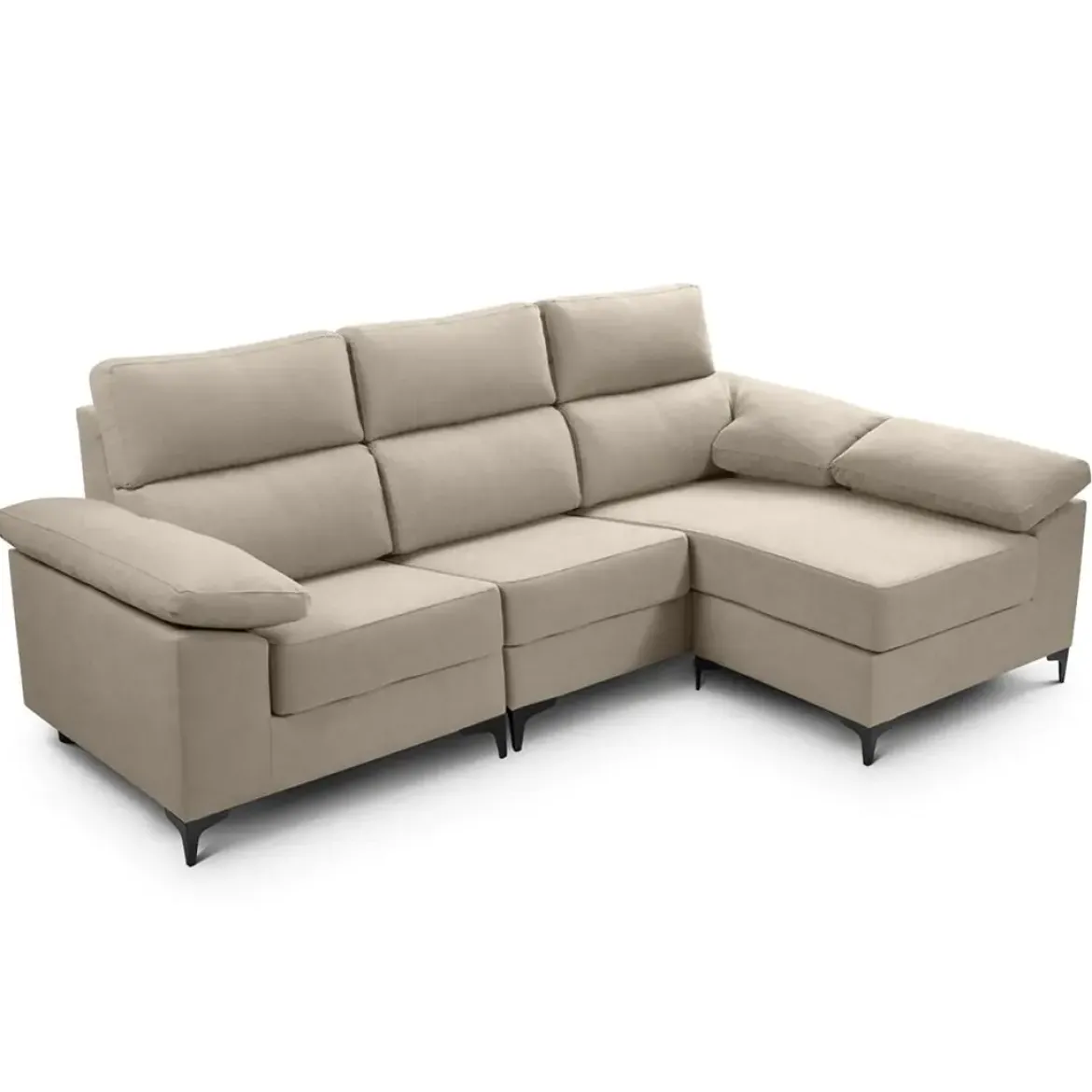 Sofá con Chaiselongue Reversible Tapizado en Tela Green DAMA