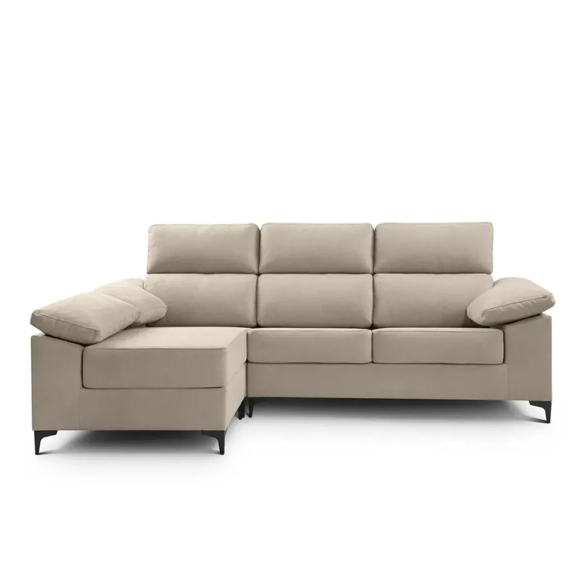 Sofá con Chaiselongue Reversible Tapizado en Tela Green DAMA