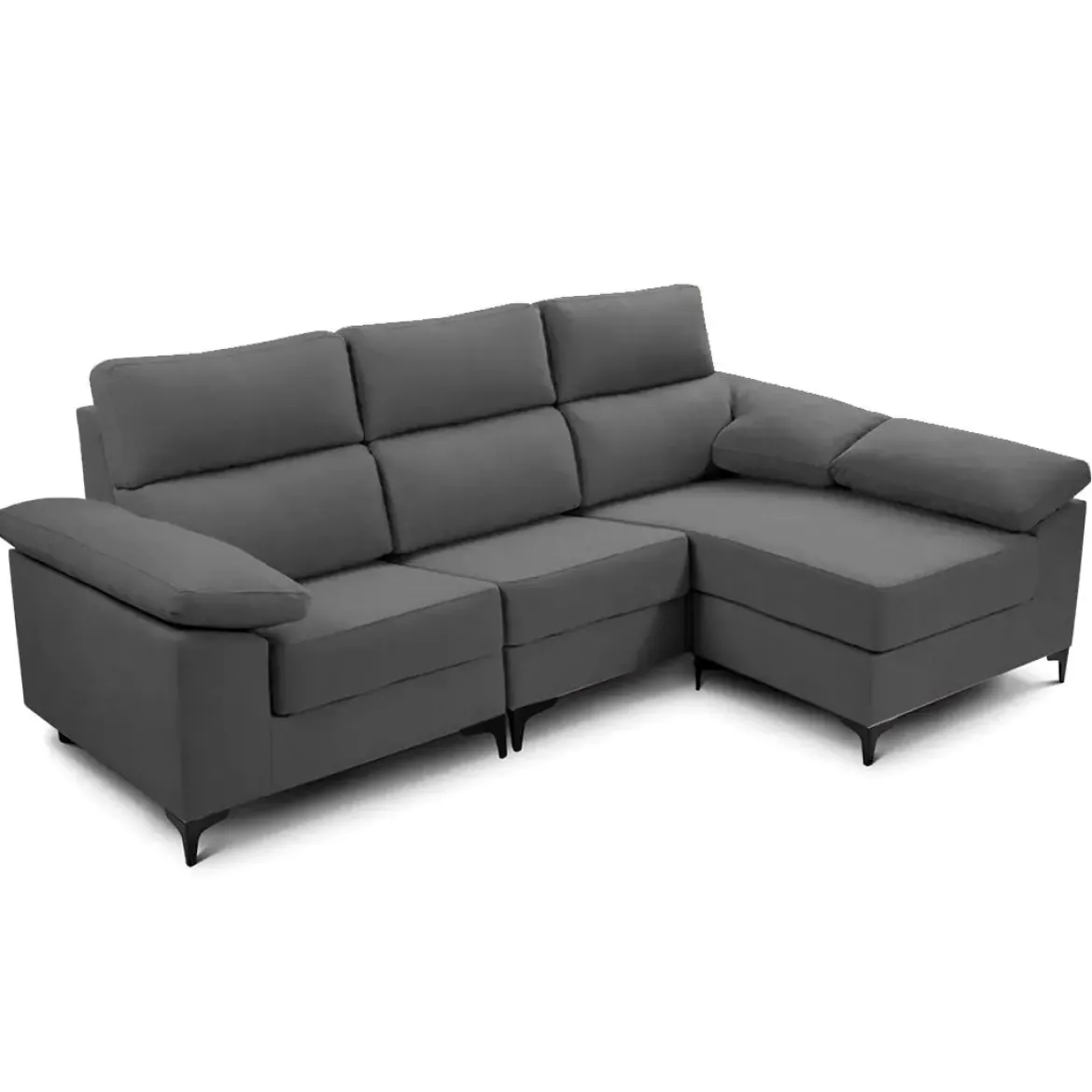 Sofá con Chaiselongue Reversible Tapizado en Tela Green DAMA