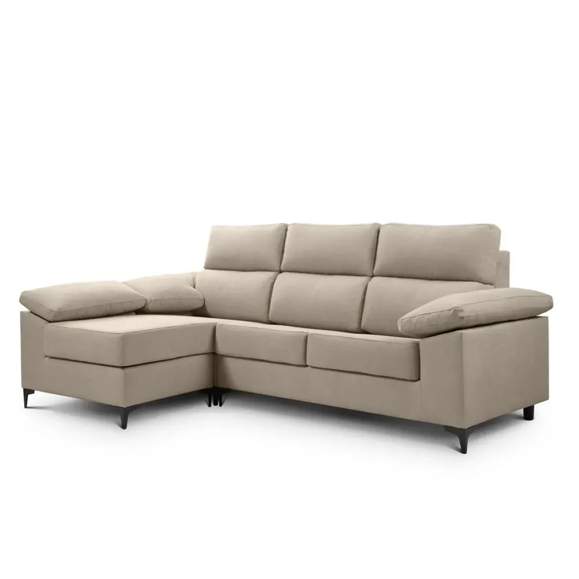 Sofá con Chaiselongue Reversible Tapizado en Tela Green DAMA