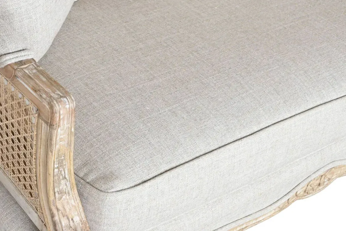 Sofá de Madera Enea y Fibra Natural con Asiento Tapizado MB-208798