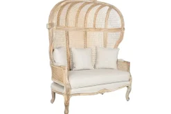Sofá de Madera Enea y Fibra Natural con Asiento Tapizado MB-208798