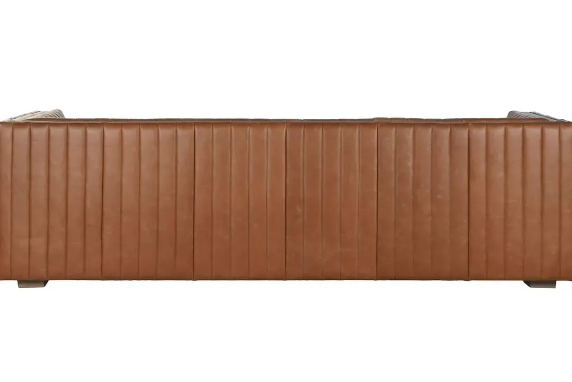 Sofá de Piel 4 Plazas en Color Cognac Estructura Madera MB-221637