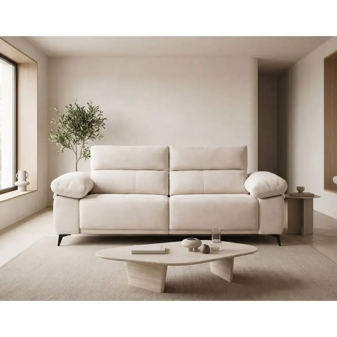 Sofá de 3 Plazas 220 cm con Cabezal Reclinable DANA