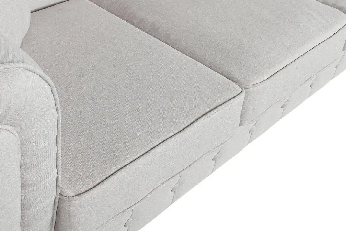 Sofá de 3 Plazas en Poliéster Crema con Estructura de Madera MB-205766