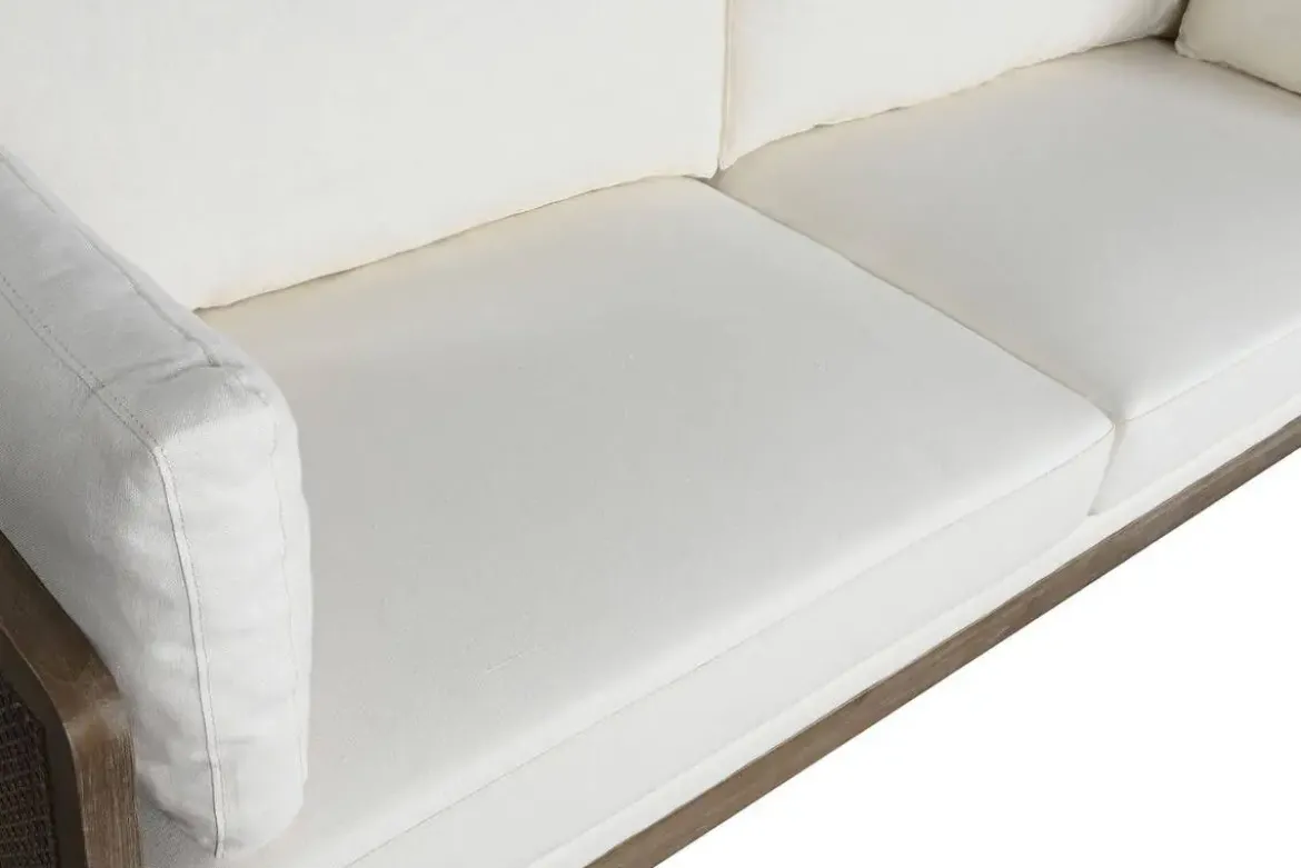 Sofá de Ratán y Madera con Asiento en Poliéster Marrón MB-211719