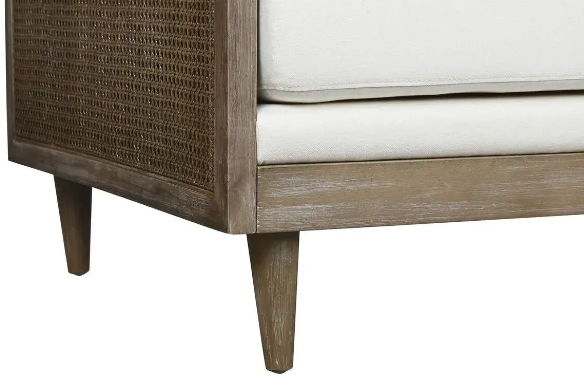 Sofá de Ratán y Madera con Asiento en Poliéster Marrón MB-211719