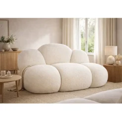 Sofá de Salón en Borreguito Blanco Forma de Nube MB-199962
