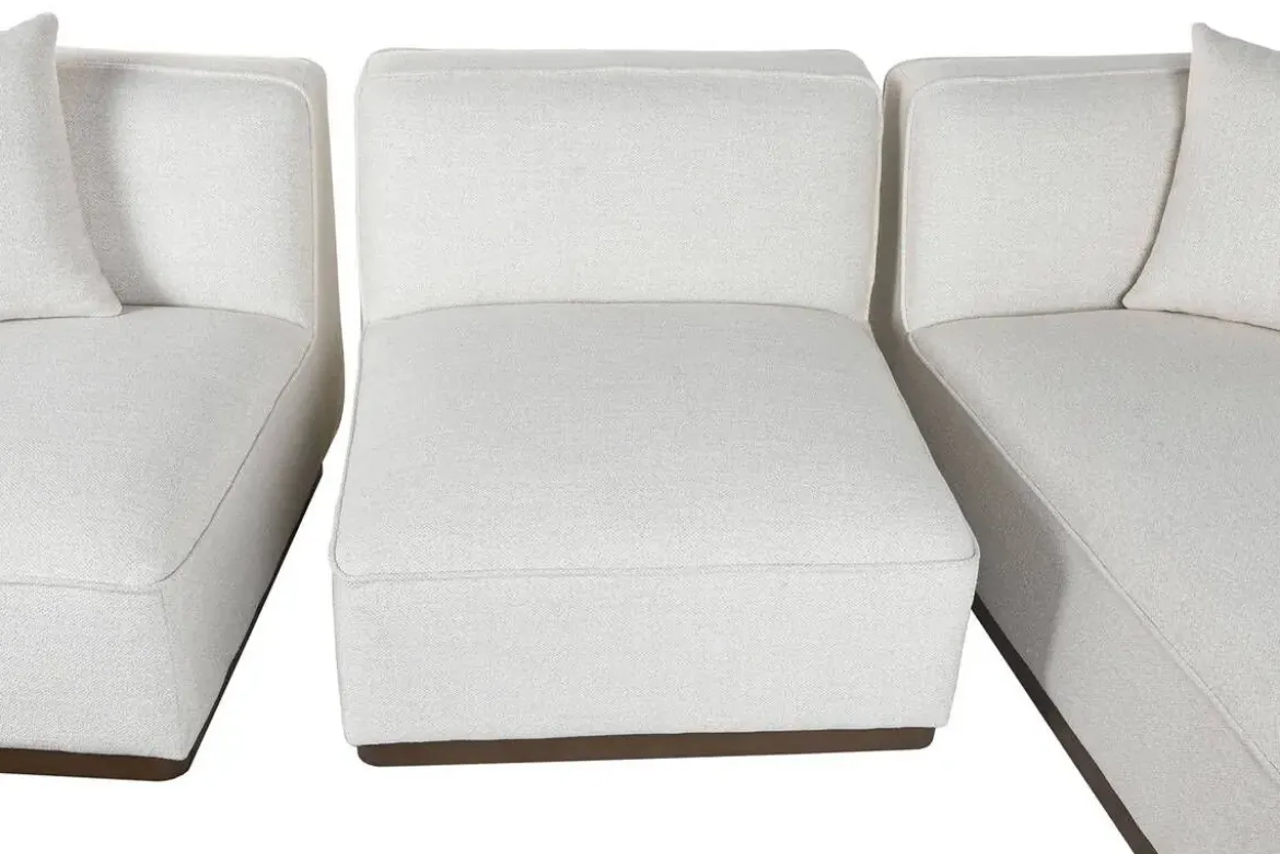 Sofá de Salón en Madera de Hevea Tapizado Crema MB-218995