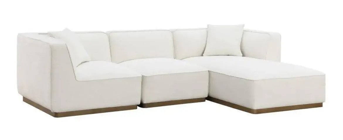 Sofá de Salón en Madera de Hevea Tapizado Crema MB-218995