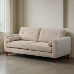 Sofá de Salón en Tejido Color Crema 195 cm 615562