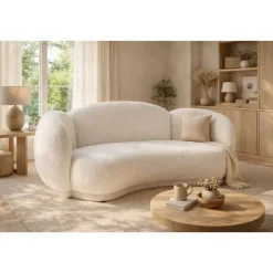 Sofá de Salón Tapizado en Poliéster Blanco Nube MB-217367