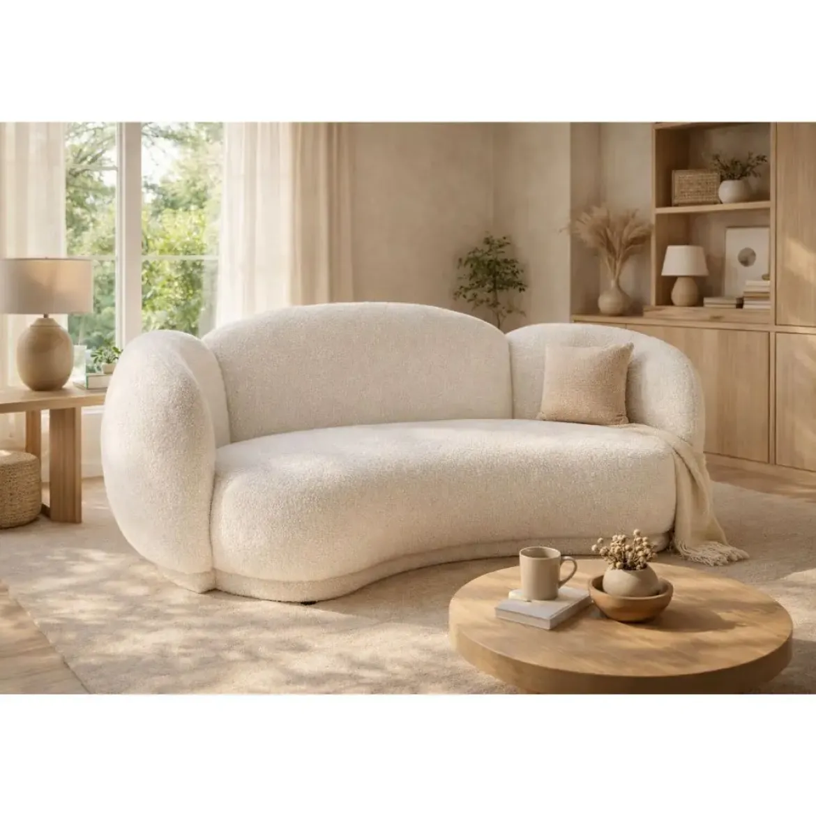 Sofá de Salón Tapizado en Poliéster Blanco Nube MB-217367