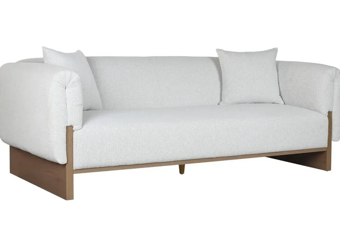Sofá de Salón Tapizado en Poliéster Gris 220 cm MB-221801