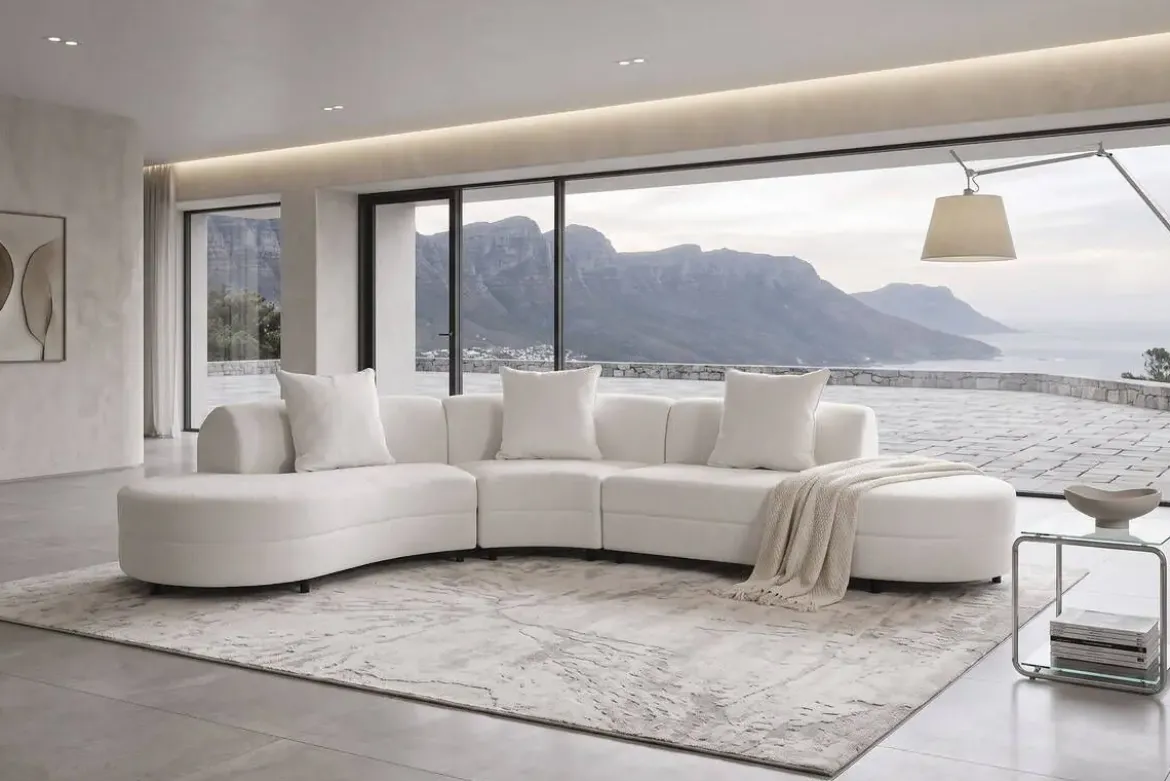 Sofá Modular Curvo de Diseño Orgánico Beige MB-226309