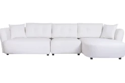 Sofá Modular Curvo Tapizado en Poliéster Blanco MB-225991