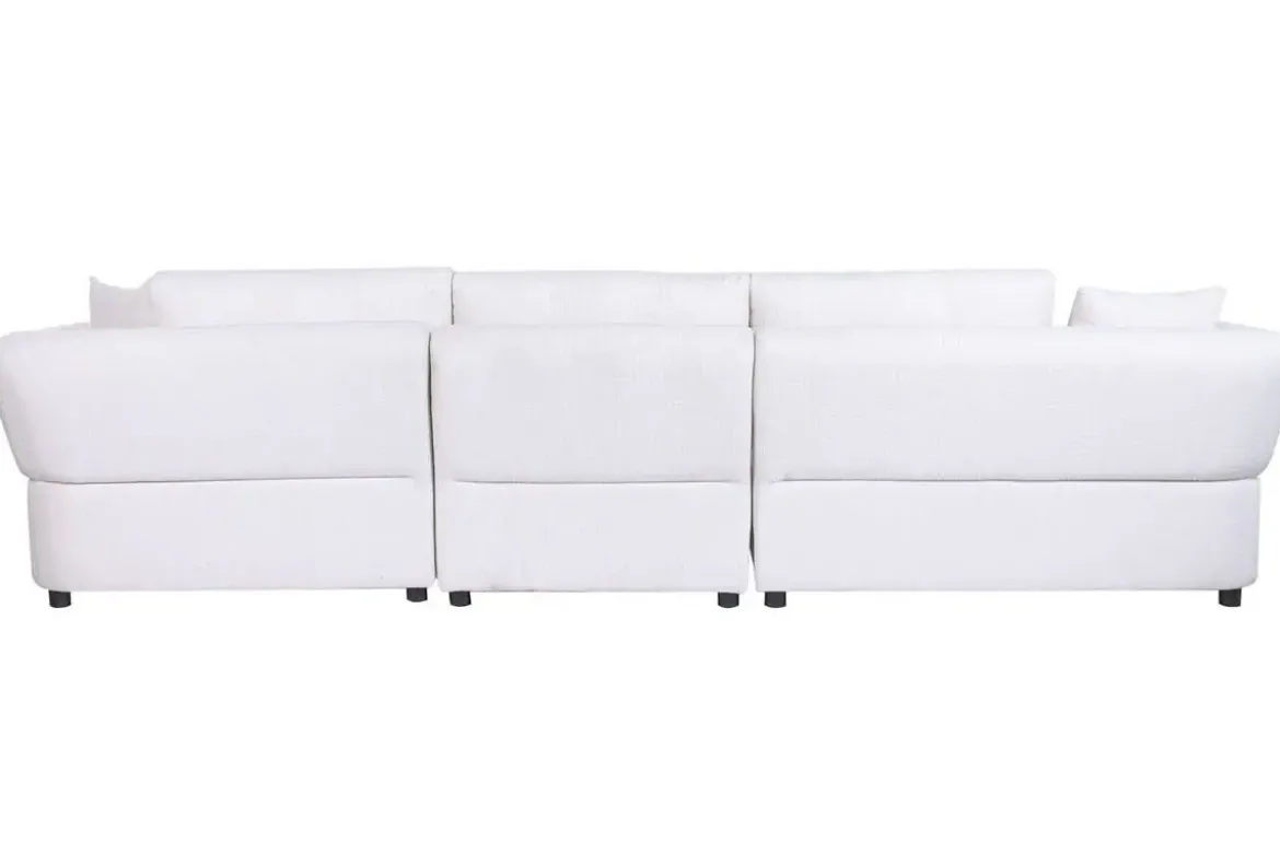 Sofá Modular Curvo Tapizado en Poliéster Blanco MB-225991