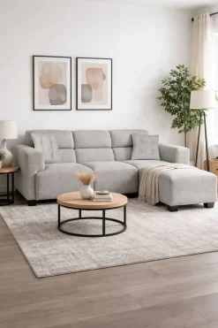 Sofá Modular Tapizado en Poliéster Gris MB-211722