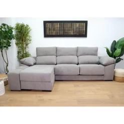 Sofá 3 plazas más Chaiselongue Izquierda Tapizada en Tela Modelo 1300
